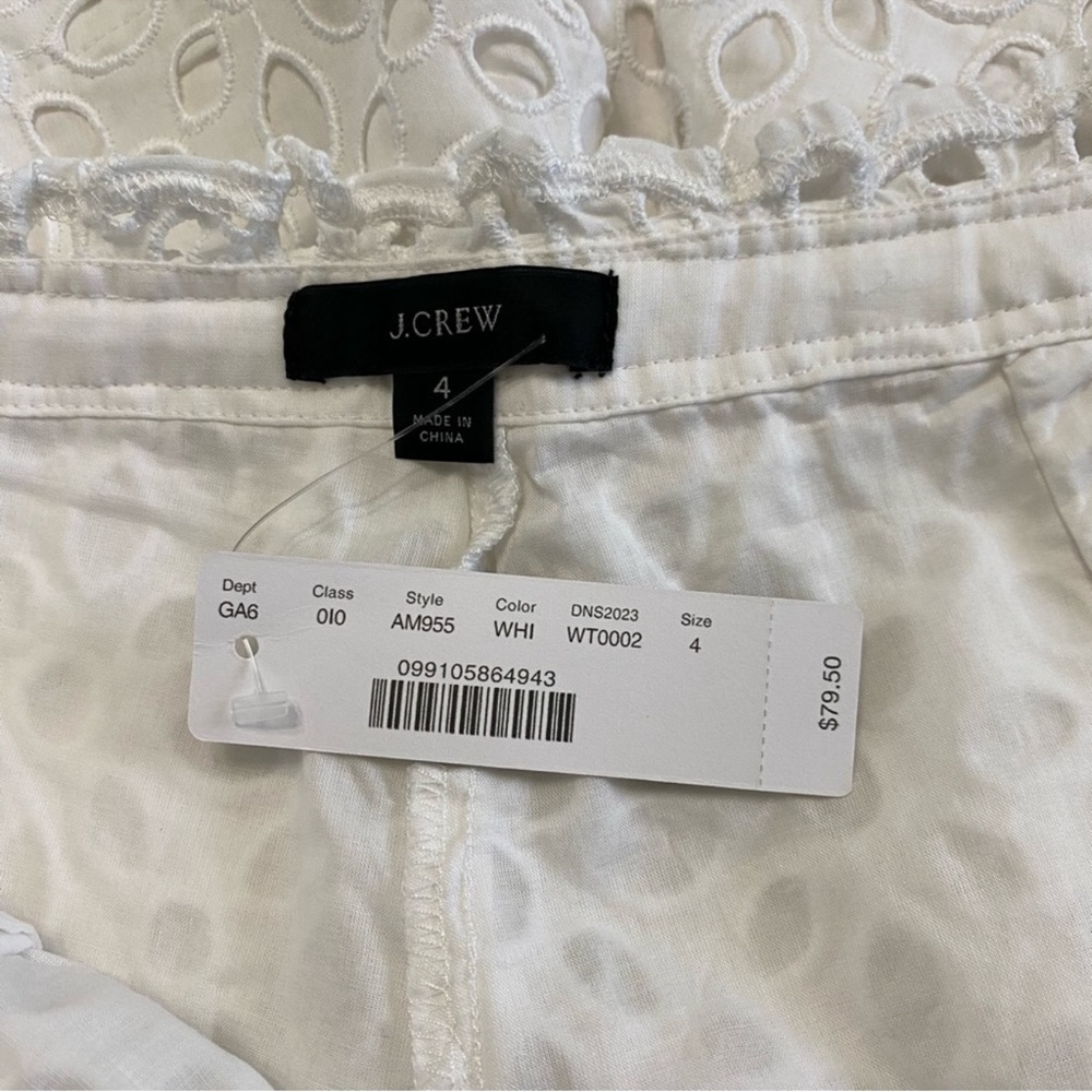 J. Crew Belair White Eyelet Lace Shorts in new condition size 4 tags removed - Picture 2 of 3